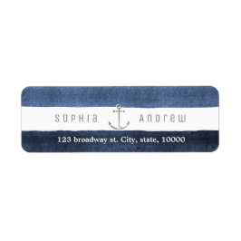 水色ネイビーストライプビーチ結婚式 ラベル