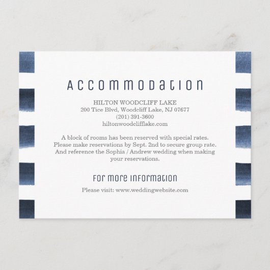 水色ネイビーストライプ航海の宿泊施設 エンクロージャーカード (正面)