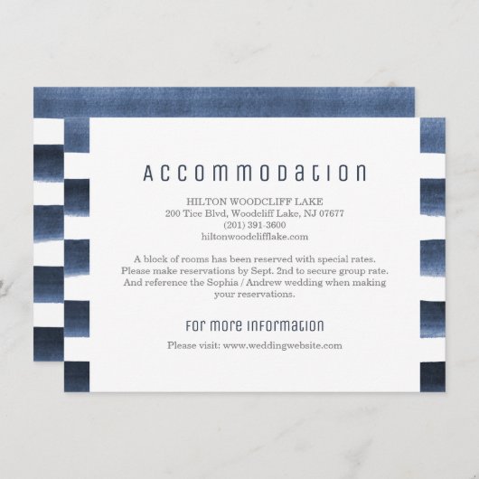 水色ネイビーストライプ航海の宿泊施設 エンクロージャーカード (正面/裏面)