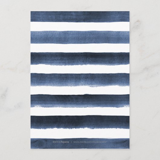 水色ネイビーストライプ航海の結婚詳細 エンクロージャーカード (裏面)