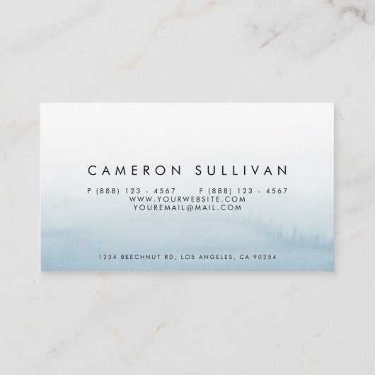 水色ネイビーブルーグラデーションモダン 名刺 (裏面)