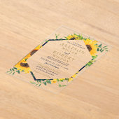 水色ネイビーブルーサンフラワー素朴ズ結婚 アクリル招待状 (レイダウン)