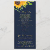 水色ネイビーブルーサンフラワー素朴ズ結婚 プログラム (裏面)