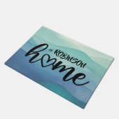 水色ネイビーブルーターコイズレイヤードホームカスタム ドアマット (アングル)