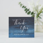 水色ネイビーブルーバジェット結婚ズサンキューカード (スタンド正面)