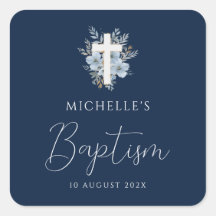 水色ネイビーブルーフローラクロスバプテスマ