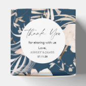 水色ネイビーブルーフローラパーソナライズされた結婚ズ フェイバーボックス (上部)