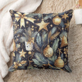 水色ネイビーブルー金ゴールドクリスマスモチーフ クッション (ブランケット)