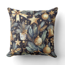 水色ネイビーブルー金ゴールドクリスマスモチーフ