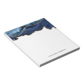 水色ネイビーブルー金ゴールドジオードシック大理石瑪瑙 ノートパッド (アングル)