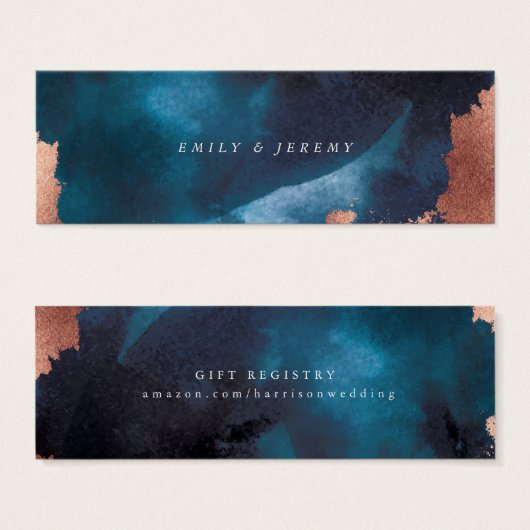 水色ネイビーブルーMoodyバラ金ゴールドギフトレジストリ (正面&裏面)