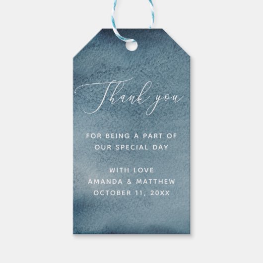 水色ネイビー航海のブ結婚ルー感謝していズ ギフトタグ (正面)