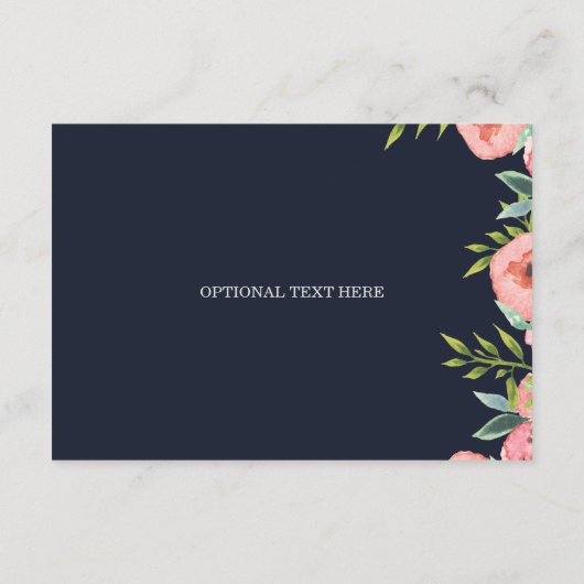 水色ネイビー赤面フローラエレガントな結婚式 エンクロージャーカード (裏面)