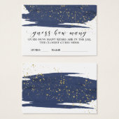 水色ネイビー&金ゴールド推測いくつのキスカード (正面&裏面)