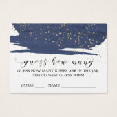 水色ネイビー&金ゴールド推測いくつのキスカード (正面)