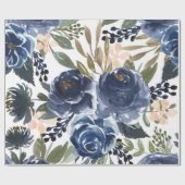 水色ネカラフルービーブルーフローラデザイン ラッピングペーパー (フラット)