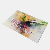 水色ハチドリ ドアマット (アングル)