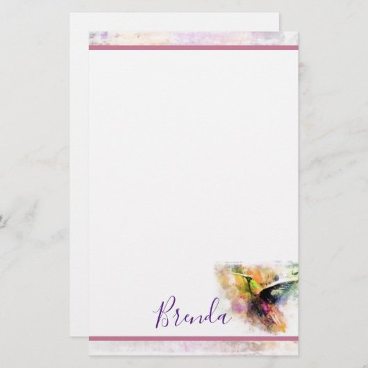 水色ハチドリ 便箋 (正面/裏面)