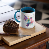 水色ハミカラフルバードモノグラム(名前あり) ツートーンマグカップ