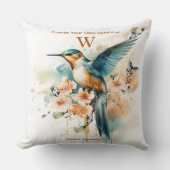 水色ハミングバエレガントードモノグラム クッション (正面)