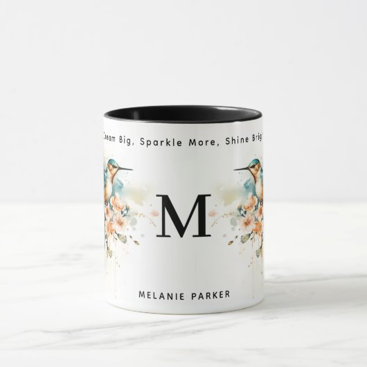 水色ハミングバエレガントードモノグラム マグカップ (中央)