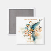 水色ハミングバエレガントードモノグラム マグネット (正面/裏面)