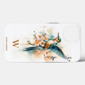 水色ハミングバエレガントードモノグラム Case-Mate iPhoneケース (裏面 (横))