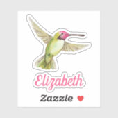 水色ハミングバードあなたの名前 シール (シート)