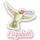 水色ハミングバードあなたの名前 シール (正面)