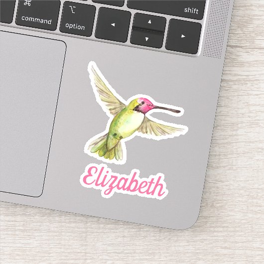 水色ハミングバードあなたの名前 シール (詳細)