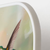 水色ハミングバードとピンクローズ ピックルボールラケット (左詳細)