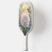水色ハミングバードとピンクローズ ピックルボールラケット (左)
