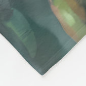 水色ハミングバードとピンクローズ フリースブランケット (角)