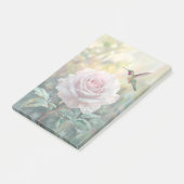 水色ハミングバードとピンクローズ ポストイット (アングル)