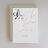 水色ハミングバードウェディング日付カードを保存