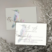 水色ハミングバードウェディングRSVPレスポンスカード 出欠カード