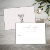 水色ハミングバードウェディングRSVPレスポンスカード 出欠カード