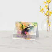 水色ハミングバードカード カード (黄色い花)