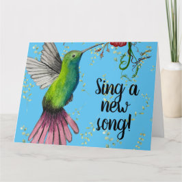 水色ハミングバードクリスチャン カード