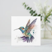 水色ハミングバードグリーティングカード シーズンカード (スタンド正面)