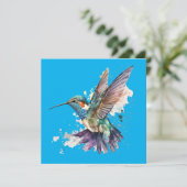 水色ハミングバードグリーティングカード シーズンカード (スタンド正面)