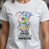 水色ハミングバードコ忙しーヒー愛好家陽気 Tシャツ