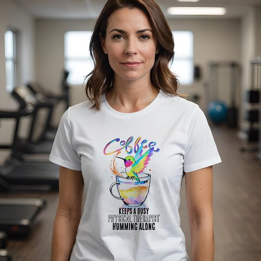 水色ハミングバードコ忙しーヒー愛好家陽気 Tシャツ