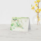 水色ハミングバードノートカード カード (黄色い花)