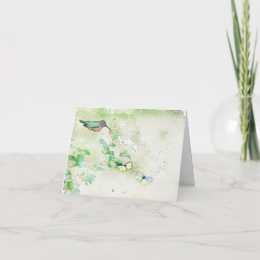 水色ハミングバードノートカード カード (正面)