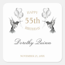 水色ハミングバードバルーンバースデーパーティー スクエアシール