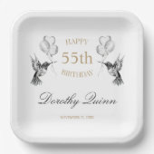 水色ハミングバードバルーンバースデーパーティー ペーパープレート (正面)