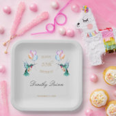 水色ハミングバードバルーンバースデーパーティー ペーパープレート (パーティー)