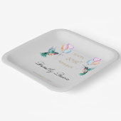 水色ハミングバードバルーンバースデーパーティー ペーパープレート (傾斜あり)