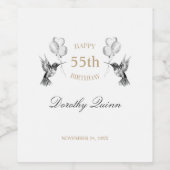 水色ハミングバードバルーンバースデーパーティー ワインラベル (シングルラベル)